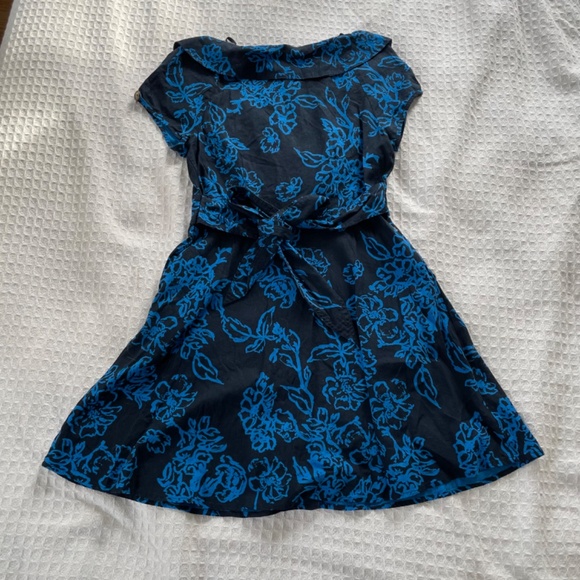 Free People A Thing Called Love Mini Dress Navy Dress w/ Light Blue Detail - Picture 6 of 6